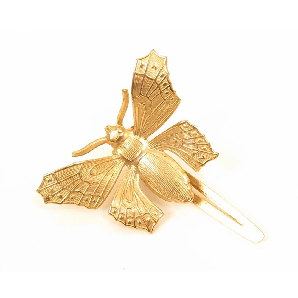 Vintage Gold Toned‎ Butterfly Hair Clip*Barrette Jewelry Accessory Japan